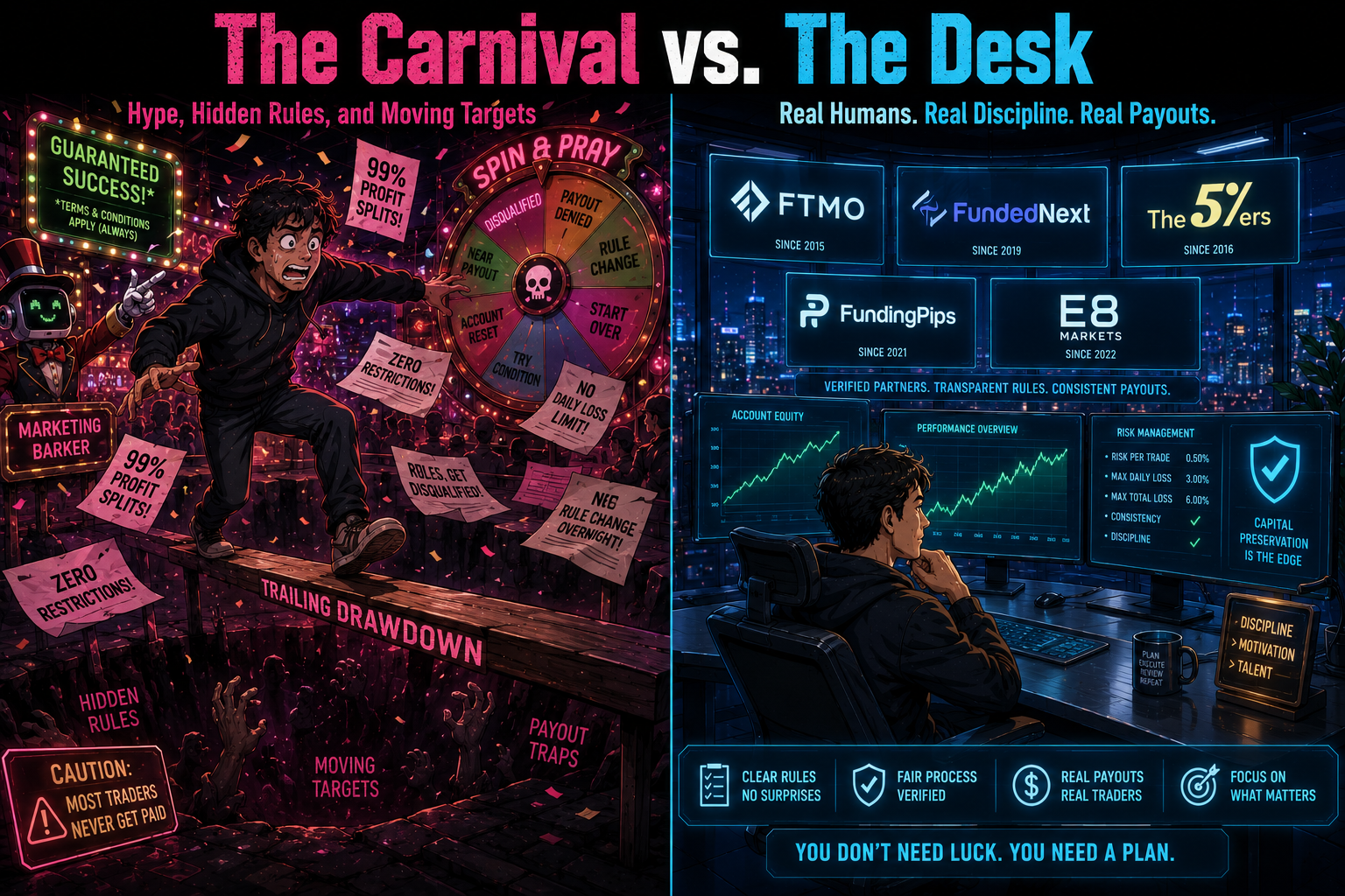 I tested the top 5 forex prop firms in 2026 to see which ones actually pay. Here is the brutal truth about FTMO, FundedNext, The 5ers, FundingPips, and E8 Markets.