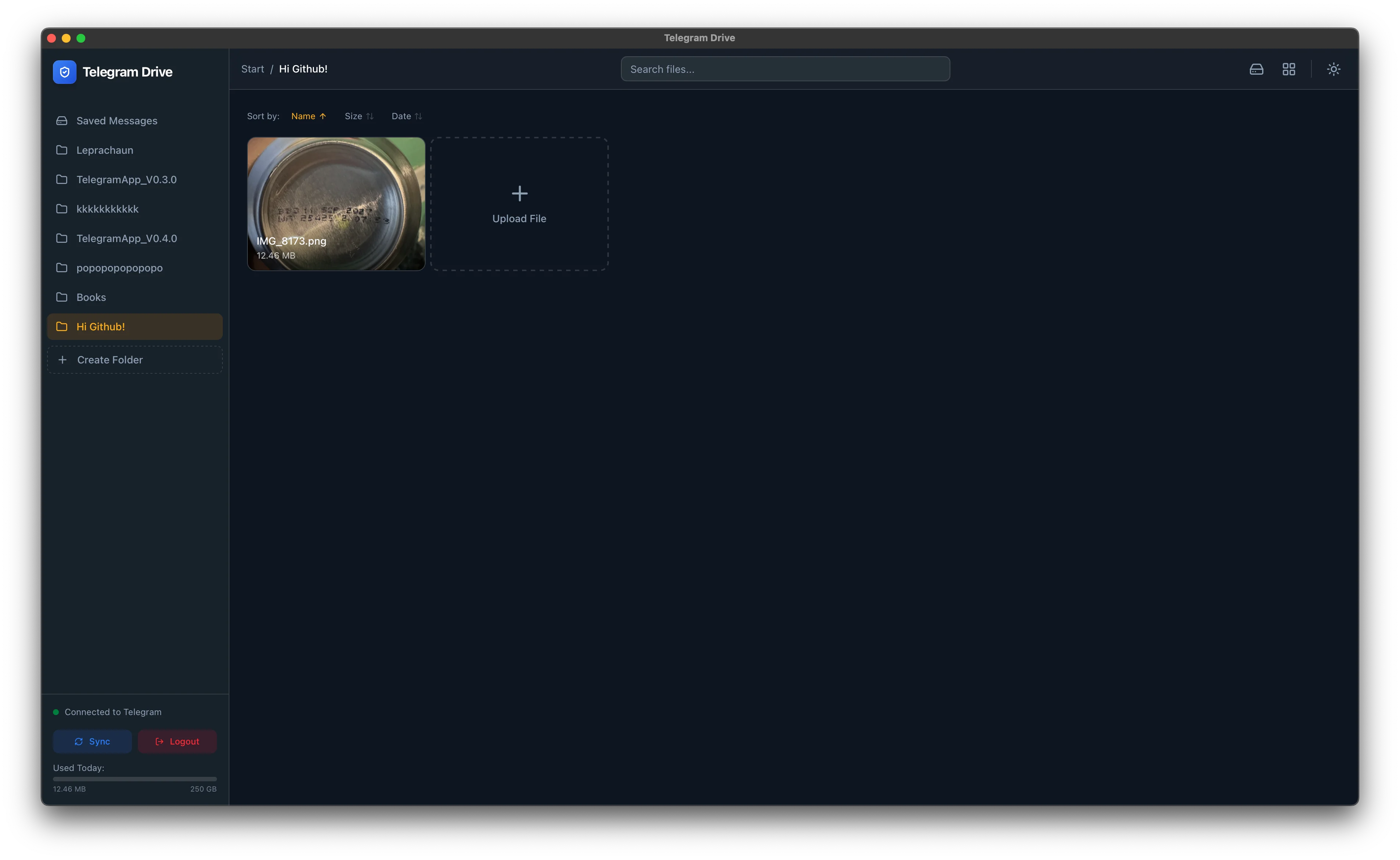 Telegram-Drive Dashboard Interface